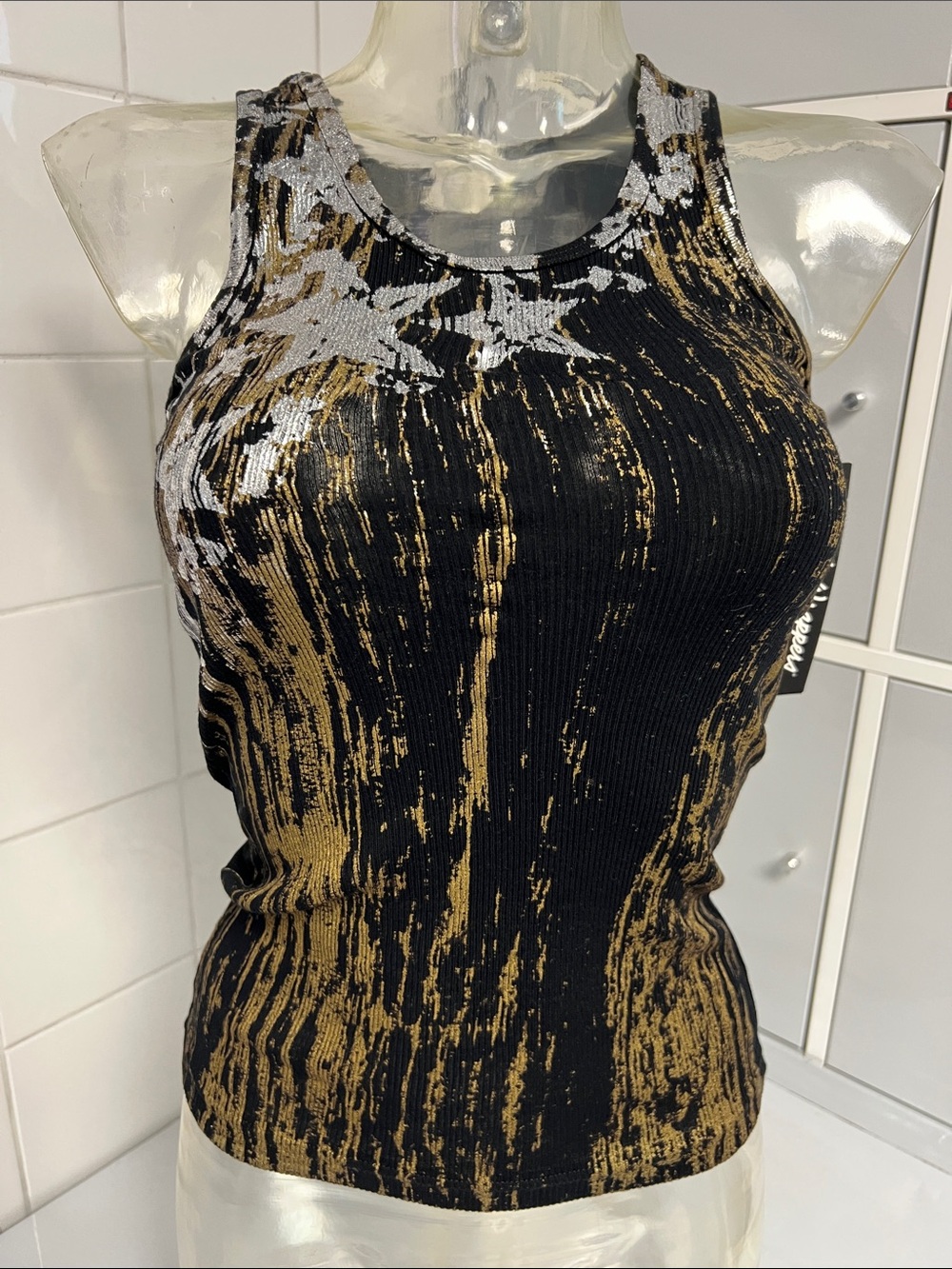 Silver & Gold Metallic Dance Top Stars Beater S NWT